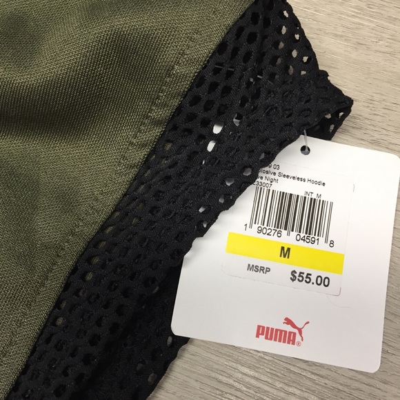 NWT Puma Explosive Sleeveless Hoodie, Olive, Sz M - Picture 3 of 7
